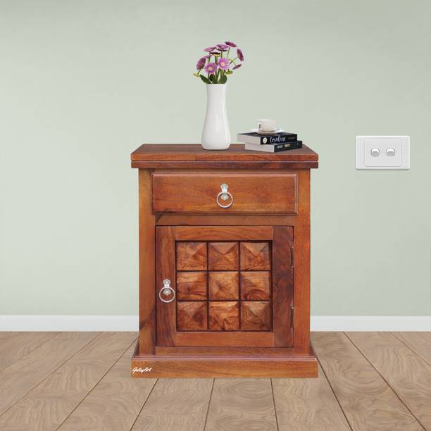 Tamannaartpalace Solid Sheesham Wood Diamond Design Bedside/Nightstand/Coffee Table with Storage Solid Wood Bedside Table