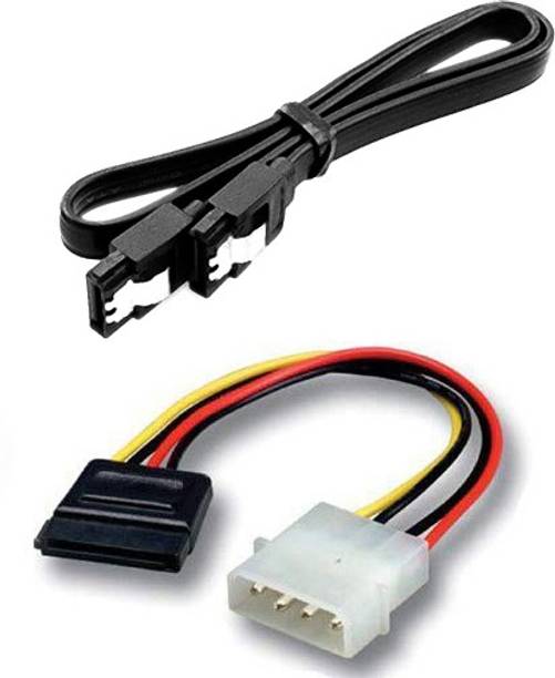 Wizzo Power Sharing Cable 0.07 m (Combo) Sata Data Cable with Locking Latch + 4 Pin Molex to 15 Pin Power Cable
