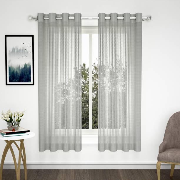 Story@home 152 cm (5 ft) Polyester Semi Transparent Window Curtain (Pack Of 2)