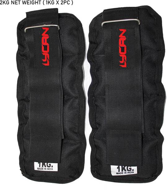 LYCAN Wrist/Ankle Weights Resistant Leg Running Cross Fitness Gym 1KGX2 (2KG) Black Ankle & Wrist Weight