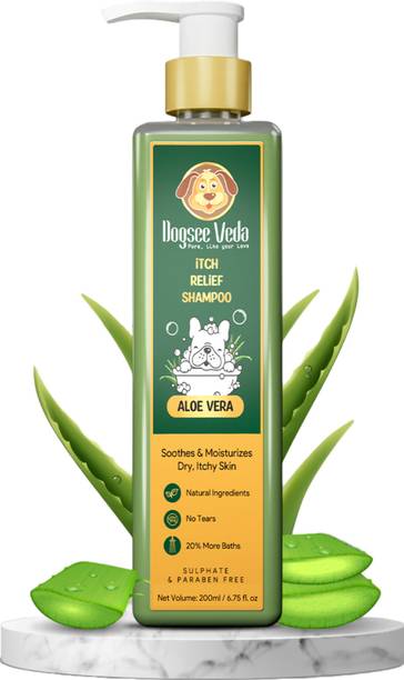Dogsee Veda Aloe Vera Shampoo|Paraben Free|Ayurvedic Shampoo for Dogs-200ml Anti-itching Aloe, Bhringraj Dog Shampoo