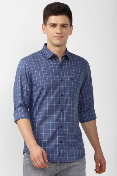 Men Slim Fit Checkered Spread Collar Casual Shirt Price in India