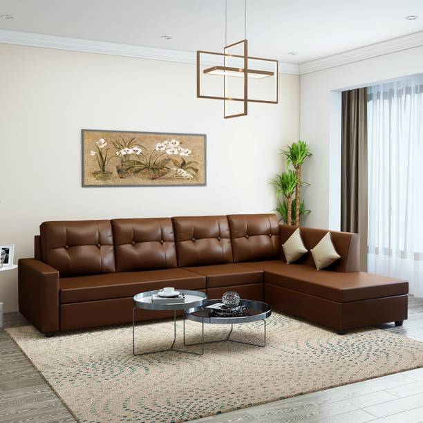 Bharat Lifestyle Nano L shape Leatherette 6 Seater  Sofa