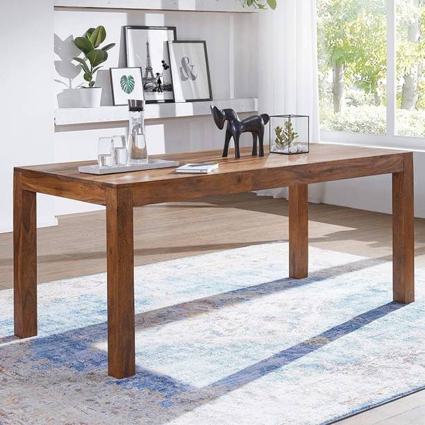 G Fine Furniture Sheesham Wood 6 Seater Dining Table Only | Six Seater Dining Room Furniture Solid Wood 6 Seater Dining Table