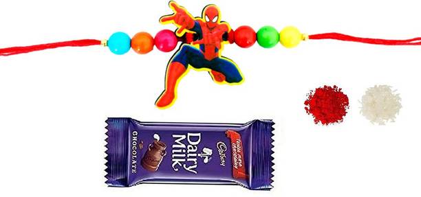 VR Creatives Kids Spiderman and Captain America Two 2 Rakhi Combo with Tika Set, 2 Chocolate Assorted Gift Box