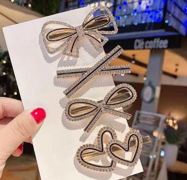 Trendy Club 4 Pieces Korean Style Black Hair Pin Hair Clips for Women and Girls Hair Clip