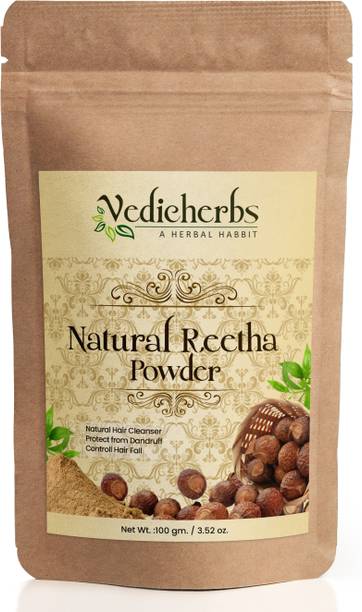 वैदिकहर्ब्स Reetha Powder for Hairfall Control, Dandruff Protection, Silky & Smooth Hair