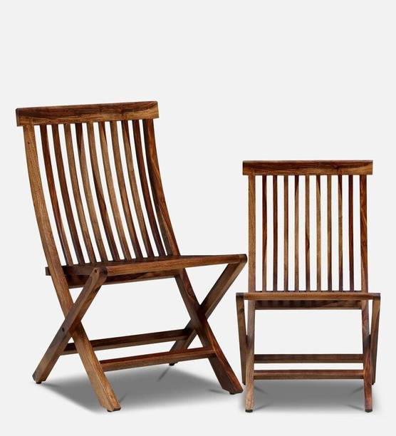 Advika Handicraft Solid Wood (Set Of 2) Folding Chair In Provincial Honey Finish Solid Wood Living Room Chair