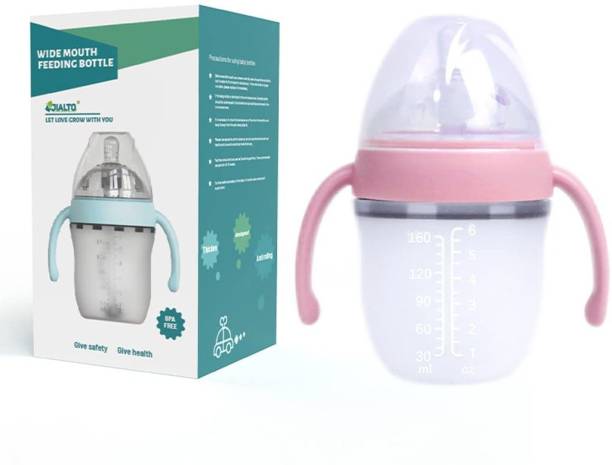 JIALTO Baby Silicon Feeding Bottle with Anti Colic for New Born Babies (160 ML, pink) - 160 ml