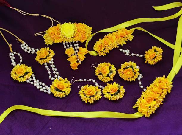 ringzinnie Fabric, Paper Yellow Jewellery Set