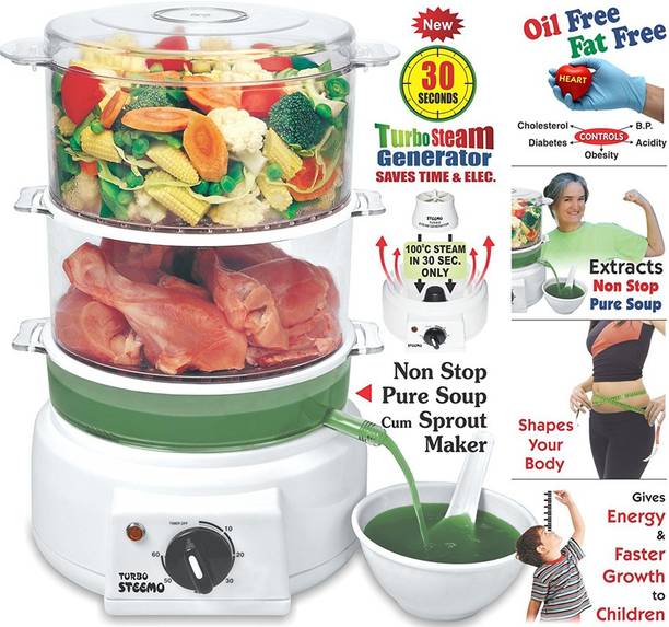 STEEMO Multi Steam Cooker With Soup Cum Sprout Maker And New 30 Sec. Steam Generator