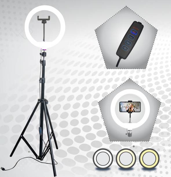 JAMMY ZONES Premium 7" Metal Tripod With 10 inch LED Ring Light For Photo/Video/Selfie Shoot Tripod, Tripod Kit