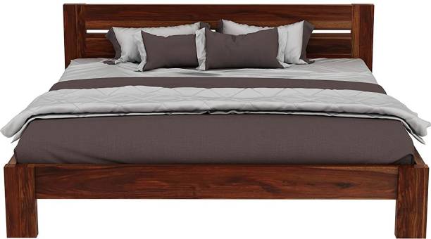 WOODSTAGE Solid Wood Double Cot/Bed Without Storage For Bedroom/Home Solid Wood Queen Bed