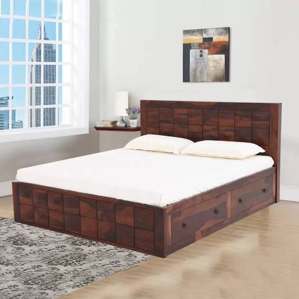 marutiwood Solid Wood Queen Size Box & Drawer Bed Solid Wood Queen Drawer Bed