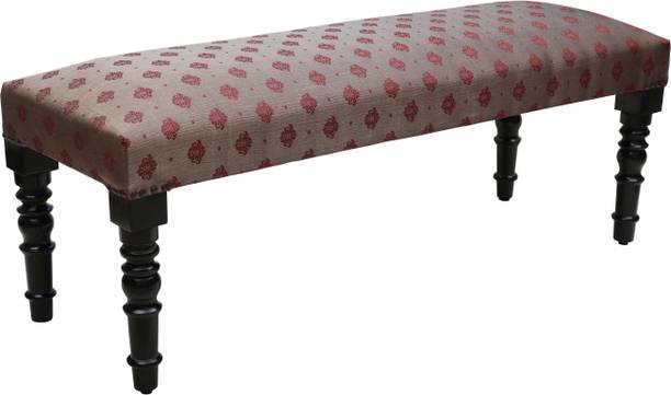 Aadhar Wooden 4 seater 1 Bench 2 Ottoman Combo, Pouffe Stool For living Room| Bedroom| Solid Wood 4 Seater