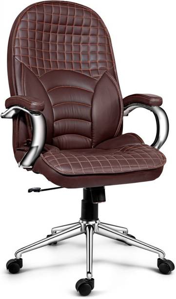 Oakcraft High Back Luxury Design Chair With Steel Handles and Heavy Steel Base Leatherette Office Executive Chair