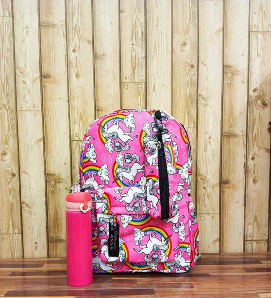 Priceless Deals Unicorn Printed Classy Backpack & Flip Water Bottle| Bag For Girls 16 L Backpack