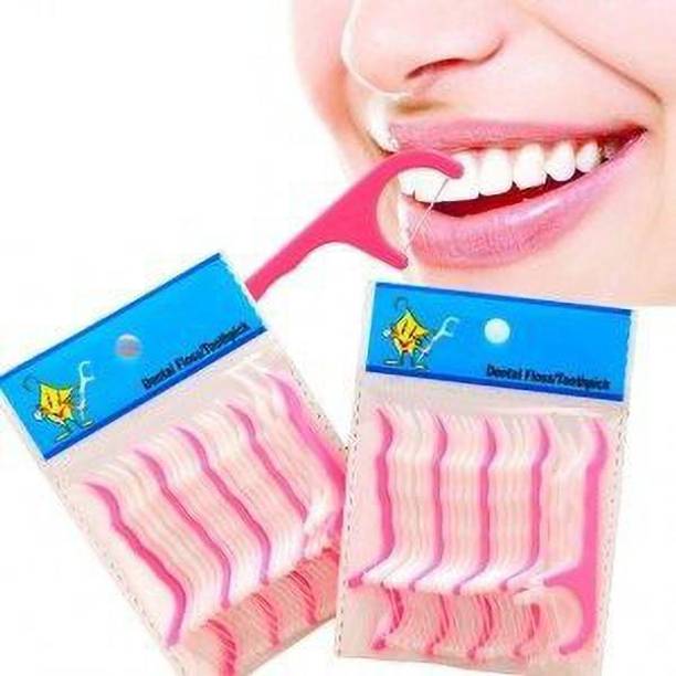 Karoli Collection Dental Floss Tooth Pick for Teeth Cleaning,WITH THREAD. (7.6 cm, Pack of 40)