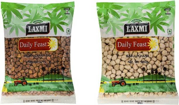 LAXMI Combo Pack Big Brown Chana & Kabuli Chana Combo