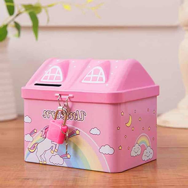 GAMLOID Unicorn Coin Box Kids House Shape Money Piggy Bank Birthday Gifts Coin Bank