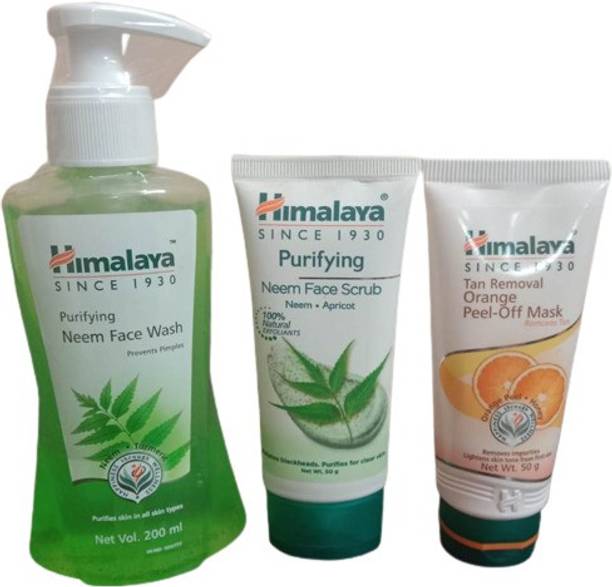 HIMALAYA Neem Face Wash 200 ML+Neem Scrub 50 Grm+Peel of Mask Orange 50 Grm.