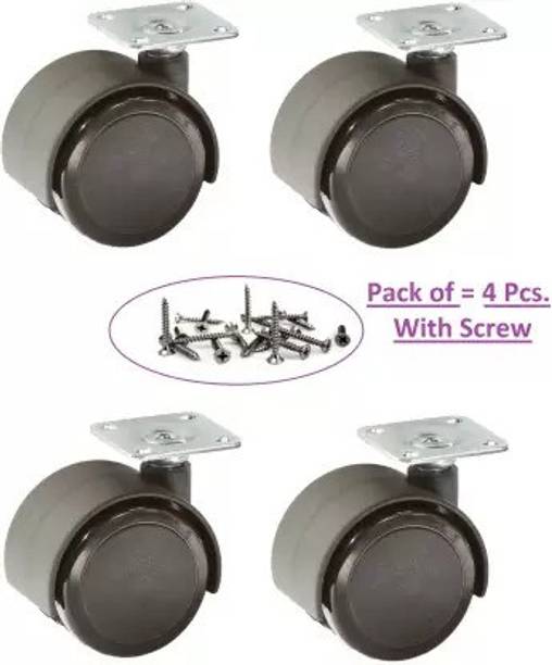 Hkey Black Plate Wheel Industrial Furniture Caster (Pack of4) Industrial Furniture Caster