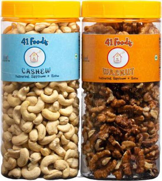 41 foods Dry fruits combo pack of Cashews Walnuts | Akhrot Kaju 300 GM Cashews, Walnuts