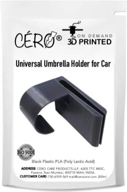 CERO 3D Printed Universal Umbrella Holder for Car (Black PLA Plastic)