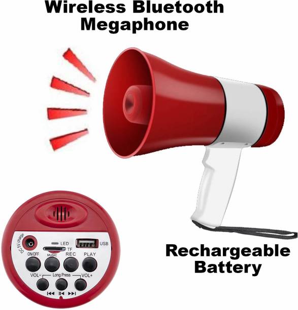 iWin Portable 30W Handheld MegaPhone Recording Loud Speaker USB & SD-Card Support Handheld Megaphone - Built-in Siren 20W Talk, Record, Play, Siren, Music Red Indoor, Outdoor PA System