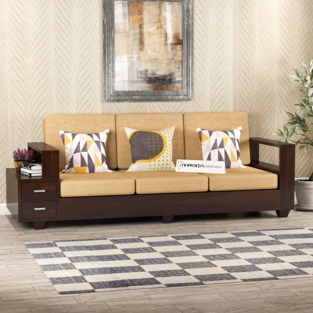 saamenia furnitures Solid Sheesham Wood Three Seater Sofa Without Cushion For Living Room / Office. Fabric 3 Seater  Sofa