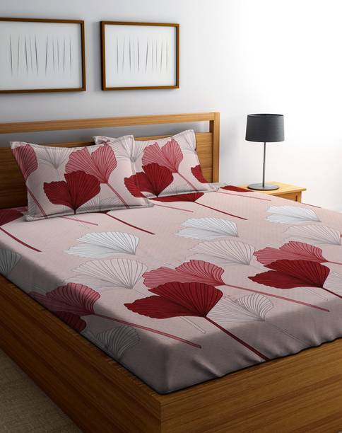 Amrange 210 TC Microfiber Double Floral Flat Bedsheet