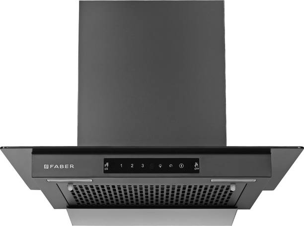 FABER Hood Mercury Pro HC SC FL BK 60 Auto Clean T-Shape 60cm| Touch & Gesture Control| Autoclean| Filterless| Powerful suction | Low Noise Wall Mounted Black 1200 CMH Chimney