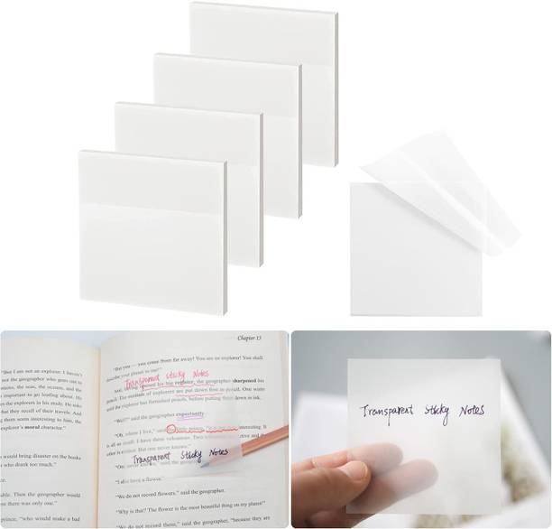 greencom Transparent Sticky Note-200pcs Waterproof Suitable Studying,Office,School(3x3in) 50 Sheets transparent, 1 Colors