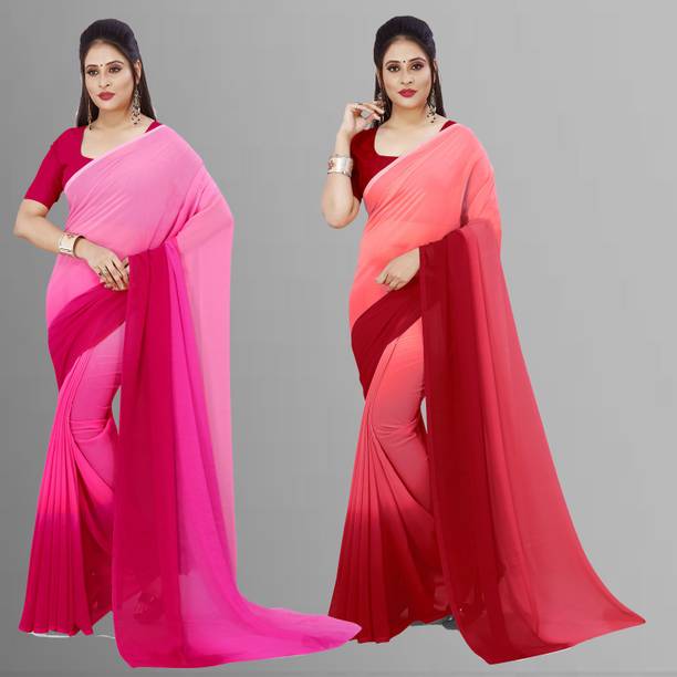Color Block, Ombre Bollywood Georgette Saree