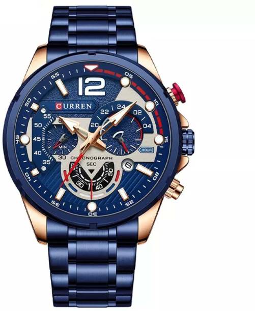 Curren 8395 Men's Sport Quartz Chronograph Wristwatches Luxury Watch-Rose-Blue 8395 Men's Sport Quartz Chronograph Wristwatches Luxury Watch-Rose-Blue Analog Watch  - For Men