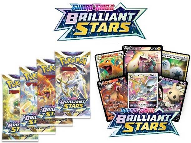 CrazyBuy Pokemon Card Game Sword & Shield Brilliant Starts 4 Booster Packs