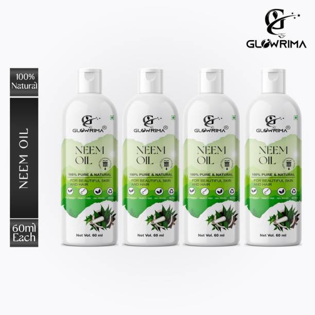 Glowrima 100% Pure &amp; Natural Refined Neem Oil 60ML (Pack Of 4) Hair Oil
