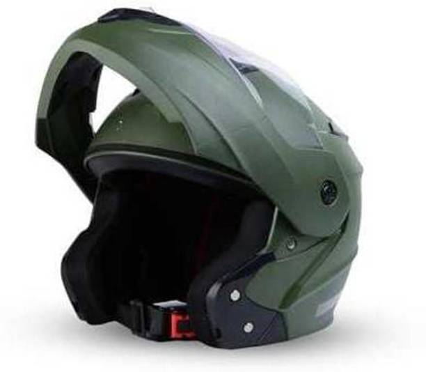 Racing-1 Deletion FlipUp ABS Material Unisex Helmet with Anti UV Scratch Resistance Visor Motorbike Helmet