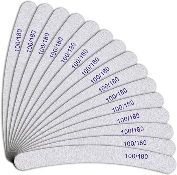 Gleevia 15Pcs Nail File, Professional Nail 100/180 File Set, Curved Fingernail files