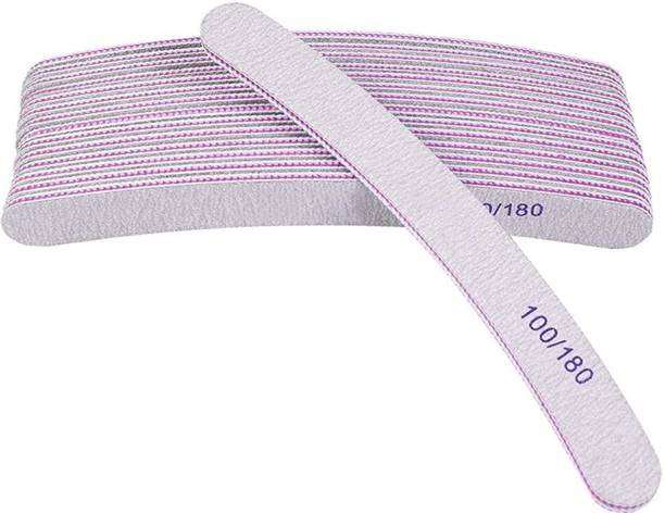 Gleevia 10Pcs Nail File, Professional Nail 100/180 File Set, Curved Fingernail files
