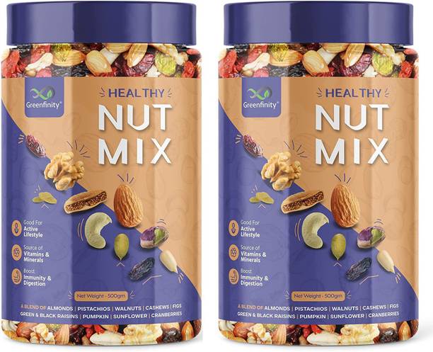 Greenfinity Healthy Nutmix | Premium Super Fitness Trail Mix of 7+ Varieties of Dry Fruits