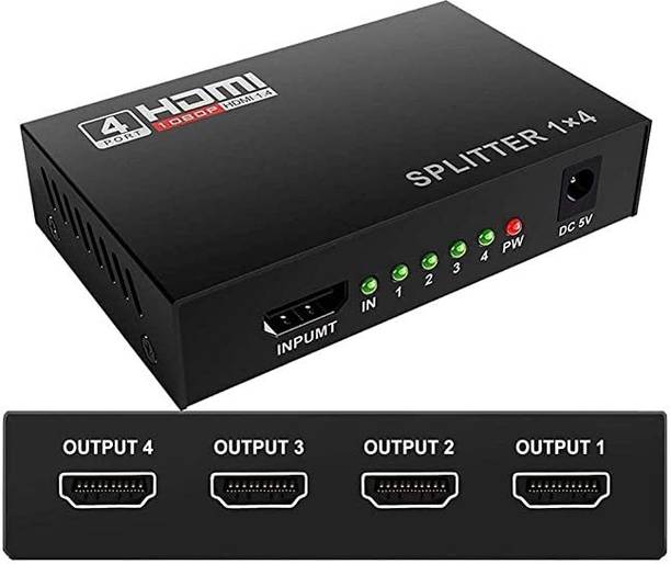 REVALS  TV-out Cable 4 Ports | HDMI Splitter 1 in 4 OuT |Supports 3D 4K x 2K 30HZ FHD 1080P