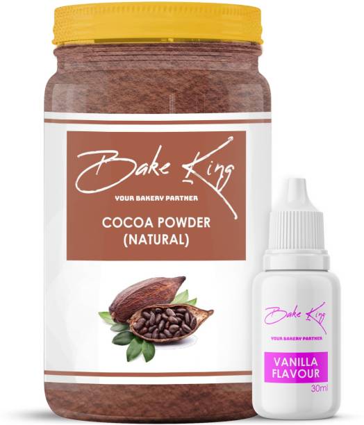 Bake King Combo Pack of Cocoa Powder Organic for Cake Baking 400 gm and Vanilla Essence for Cake Baking Pantry 30ML Cocoa Powder