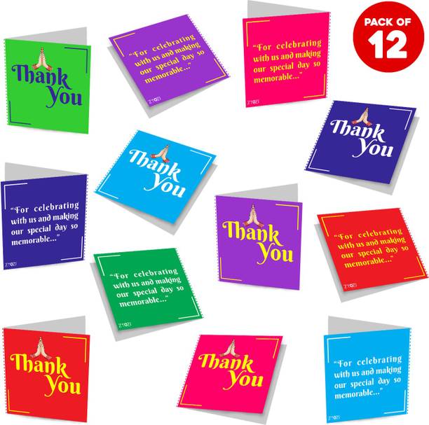 ZYOZI Thank You Tag Cards Assortment,Primary Colors 12 Thank You Notes for Kids,Adults Greeting Card