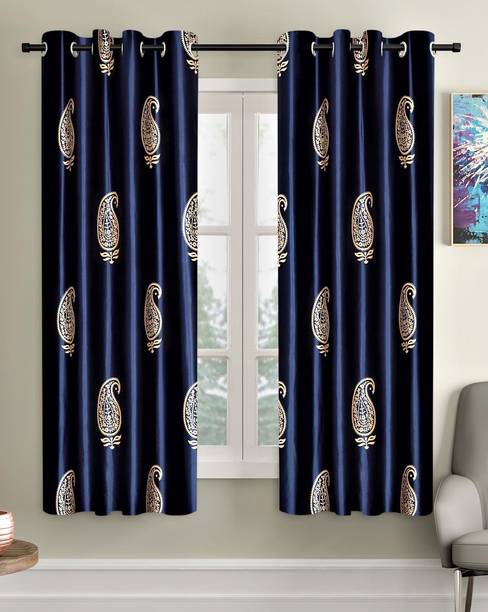 Home Sizzler 153 cm (5 ft) Window Polyester Semi Transparent Curtain (Pack Of 2)