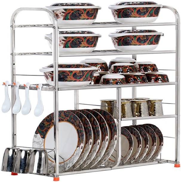 IRONTECH Utensil Kitchen Rack Steel Stainless Steel 30 X 32 Inch Wall Mount Kitchen Dish Rack/Kitchen Utensils Rack/Kitchen Organizer/Modular Kitchen Storage Rack/Utensils Rack with Plate & Cutlery Stand