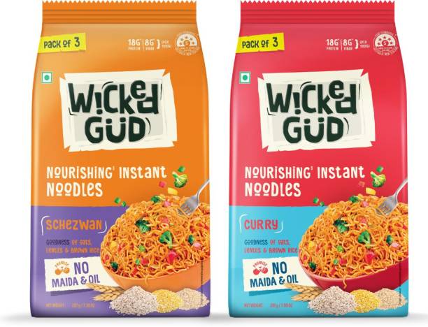 WickedGud Nourishing Schezwan & Curry Instant Noodles Vegetarian