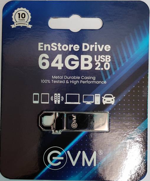 EVM ENSTORE 64 GB PEN DRIVE 64 GB Pen Drive Compatible with Desktop Computer, Gaming Console, Laptop, Tablet, Television USB 2.0 Metal Case