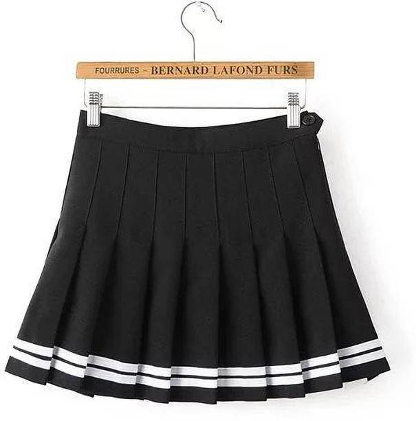 Swara Craft Striped Women Regular Black Skirt