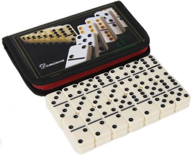 ARNIYAVALA 28 Piece Double 6 Ivory Domino Tiles Set, Family Game with Cloth Storage Case
